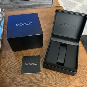 Movado watch box with booklet